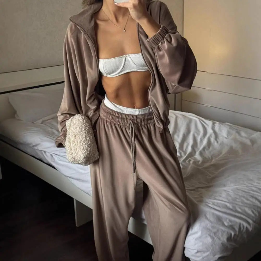 Casual Pants Suit Spring Autumn Cardigan Sweatshirts Sports Women