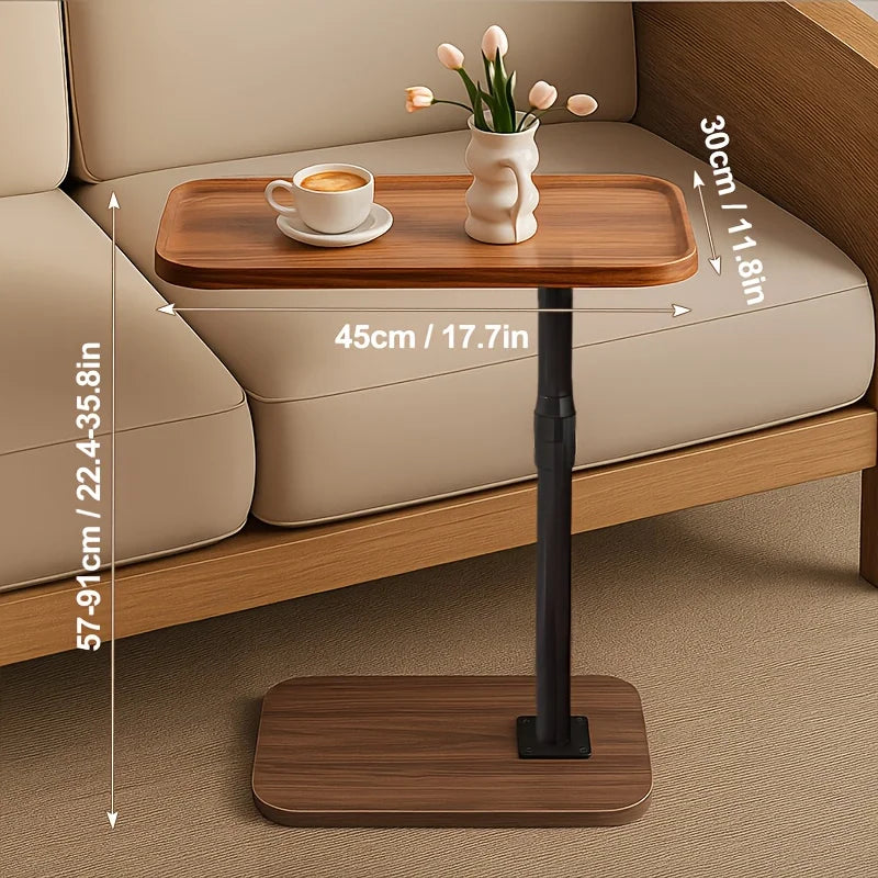 Adjustable Height Side Table, Wood Grain Sofa Couch End Table with