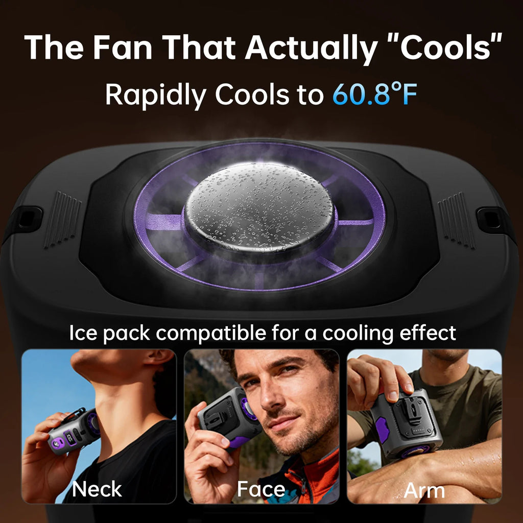 MUXNW Ventilador Waistban Rechargeable Clip-On Waist Fan with Ice Cooling Plate, 8000mAh Portable Hands-free Belt Fan for Campin