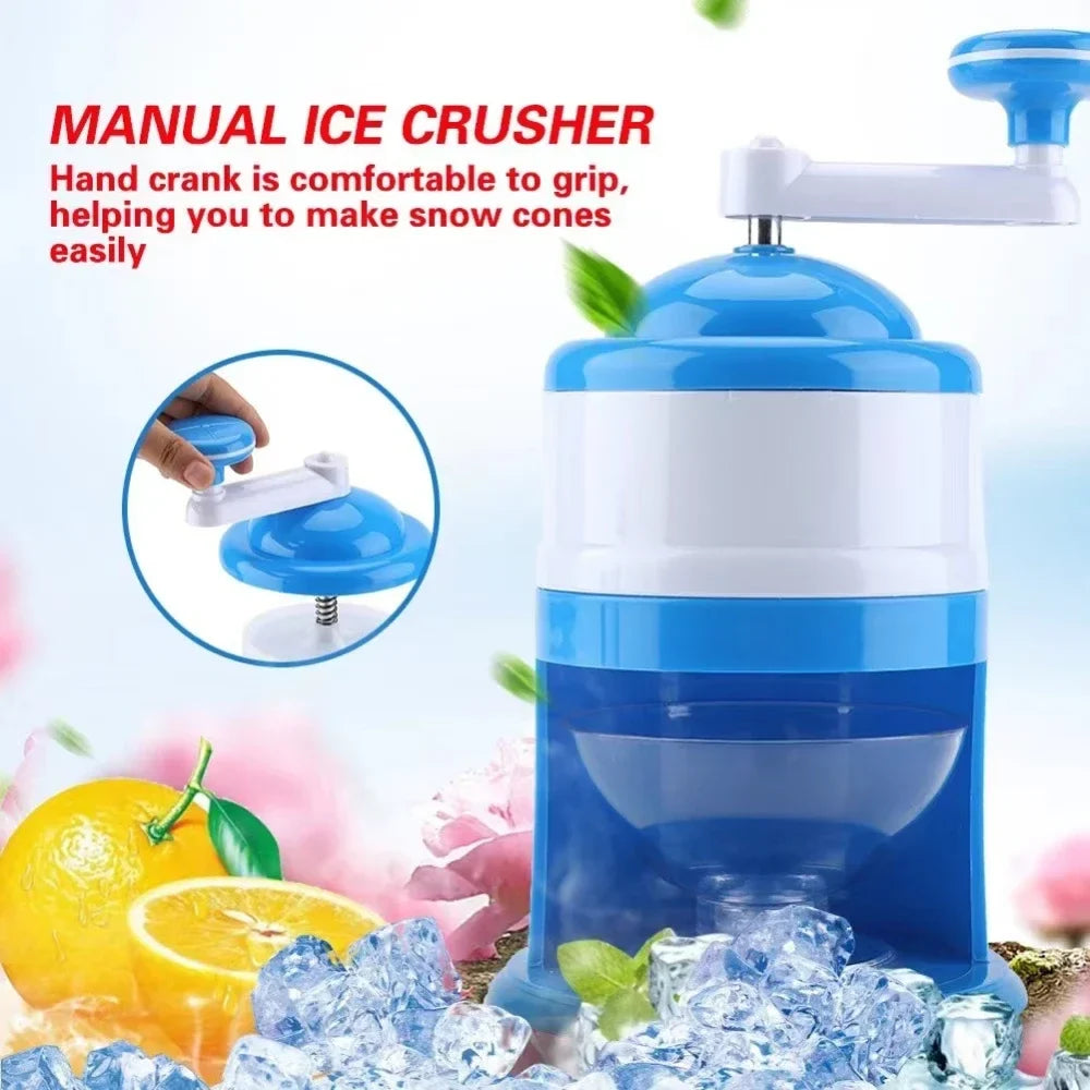 Hand Crank Ice Shaver & Snow Cone Maker | Portable Manual Ice Crusher with Bowl | Home, Outdoor & Camping