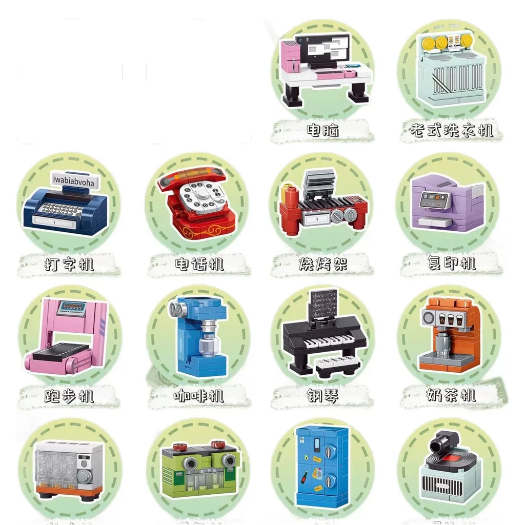 24Pcs 3-5cm Random Mini Home Appliances Blind Box Building Block Children Cartoon Character lega toys For Children Birthday Gift
