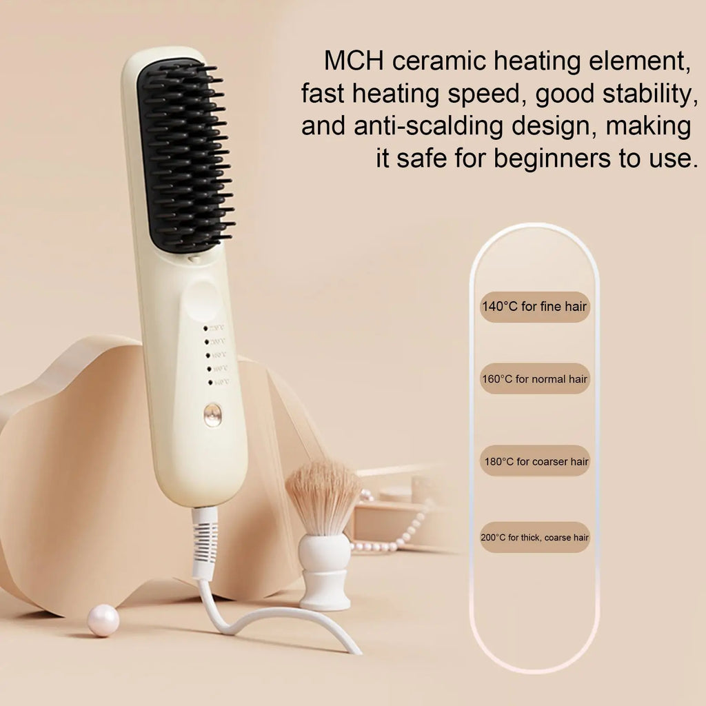 5-Mode Heating Hair Straightening Brush Negative Ion Multi-Temp Brush