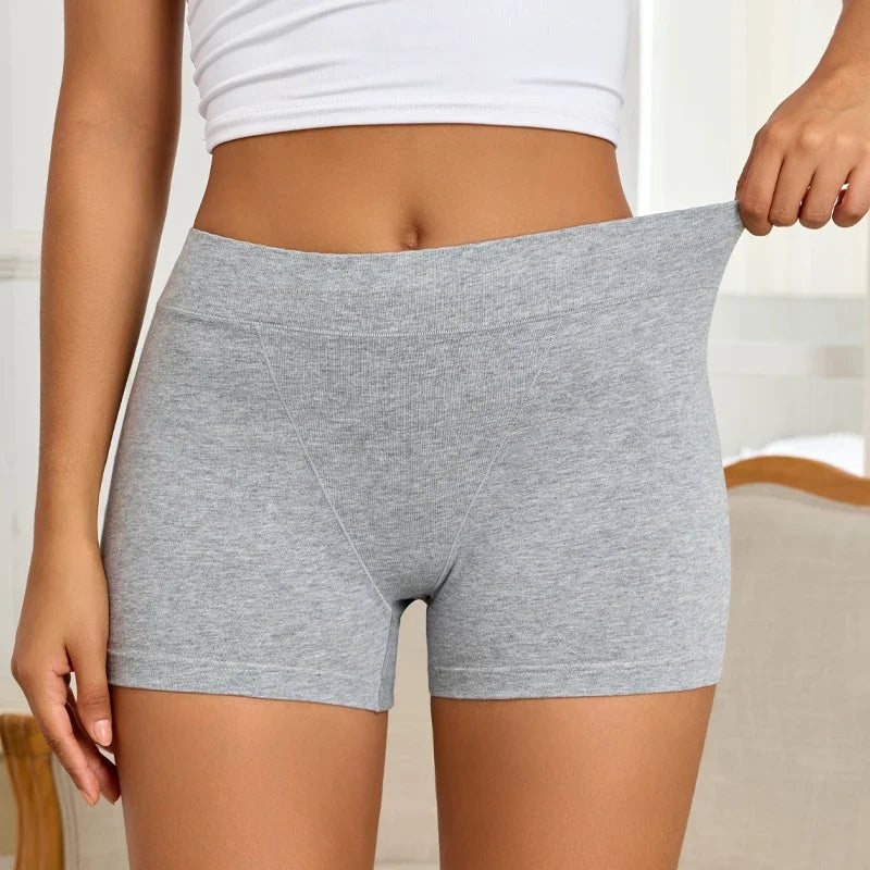 3Pcs/Set Women S-XXL Cotton Sports Boyshorts Panties Seamless High Rise Elastic Boxer Pants Female Comfortable Intimate Lingerie