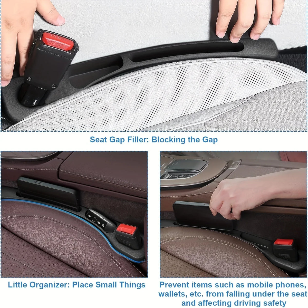 2pc Car Seat Gap Filler Organizer Pu Waterproof Car Seat Gap Plug