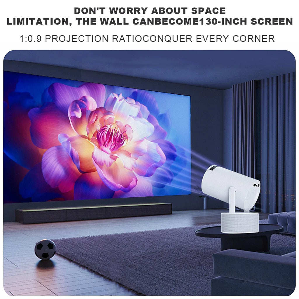 Portable Karaoke Projector with 2 Wireless Microphones Home Theater Movie Projector 180" Large Screen 180° Adjustable Angle Dual Band WiFi6 Bluetooth 5.0 Screen Mirroring Mini Outdoor Projector for Family Party