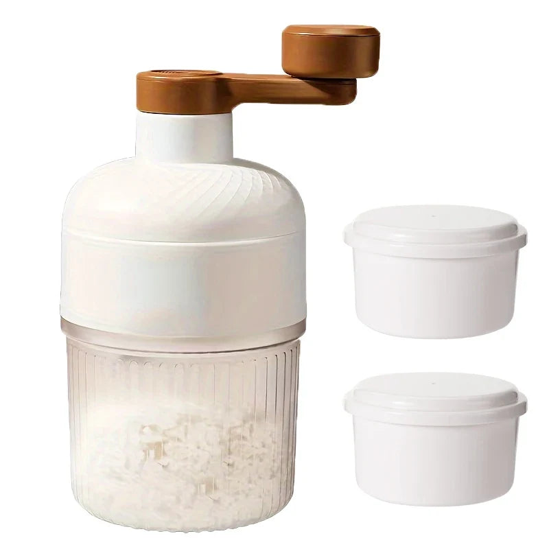 Manual Hand Crank Ice Shaver & Snow Cone Maker | Splash-Proof Portable Ice Crusher with Ice Mold | 2 Colors | Home & Party Use