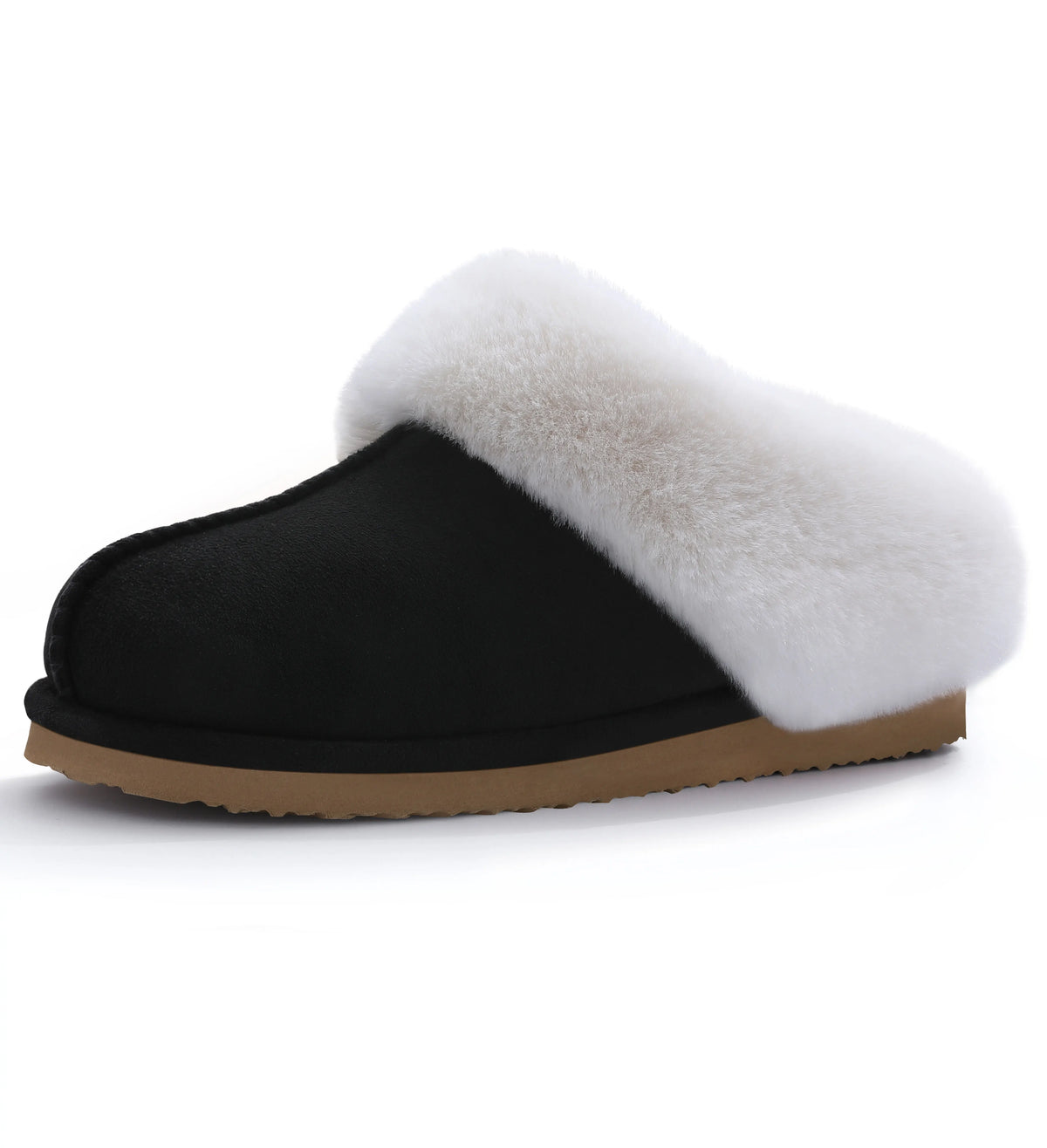 Comwarm Winter Suede Fur Slippers for Women Plush Home Slippers Fluffy Faux Fur Shoes Indoor Outdoor Furry House Fuzzy Slides
