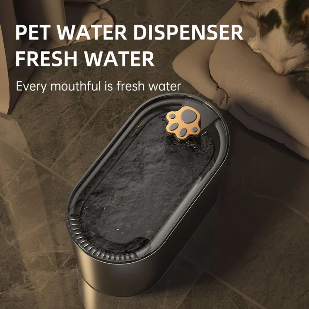 3L LED Cat Water Fountain™ Intelligent USB Electric Mute Drinker – Ultra-Quiet Pump, Powerful Filter, Gray & White | FlipStylez LLC®
