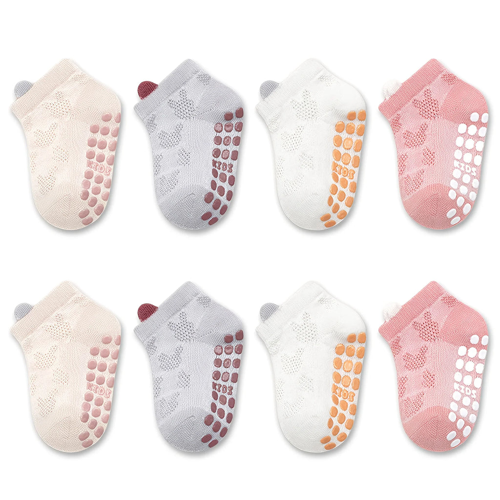 8-Pack Baby Floor Socks with Mesh Design, Breathable, Non-Slip
