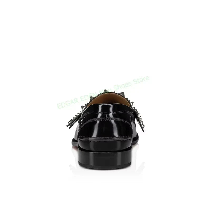 Luxury Crystal Decoration Genuine Leather Man Single Shoes Classic Round Toe Comfortable Slip On Male Wedding Black Formal Shoes