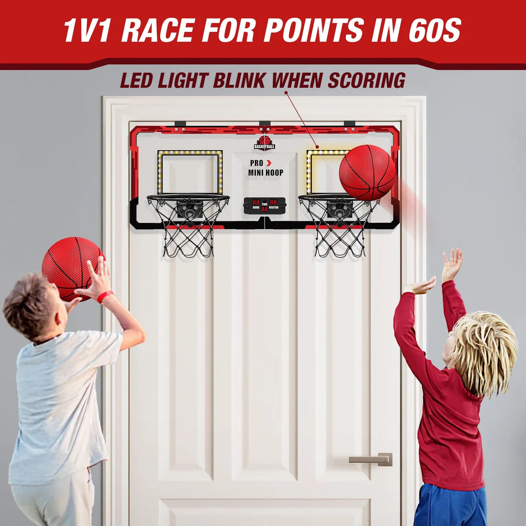 Basketball Hoop Double Children Home Exercise Scoring Funny Game Kids Basketball Hoop Set Wall Frame Stand Hanging Backboard