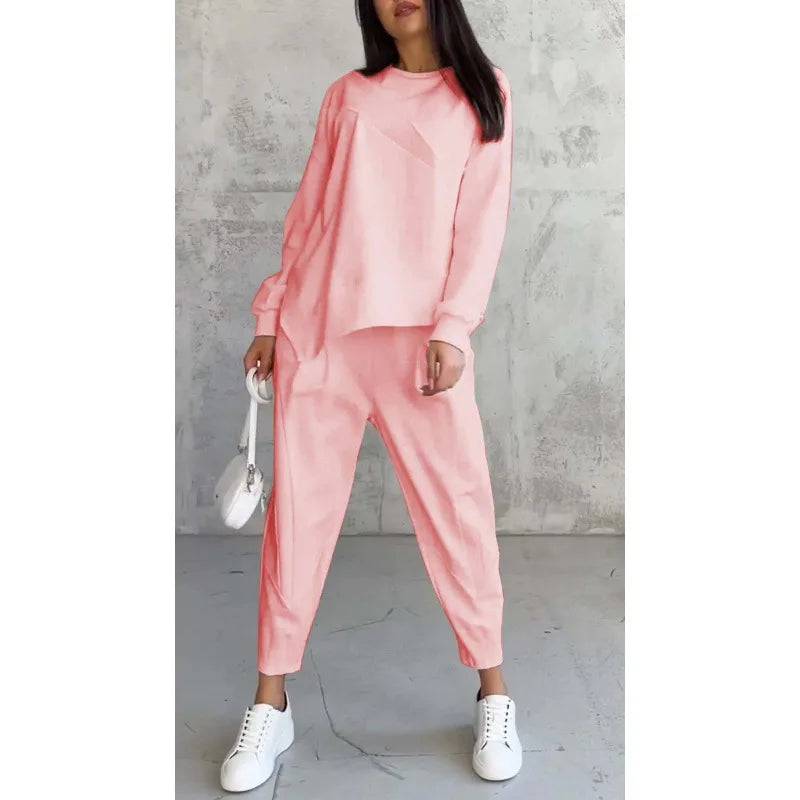 Autumn Winter Solid Color Casual Loose Irregular Long Sleeve Hoodie