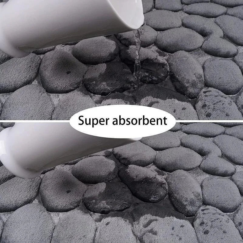 40x60cm/50x80cm Bath Rugs Mat Non Slip Cobblestone Embossed Carpets
