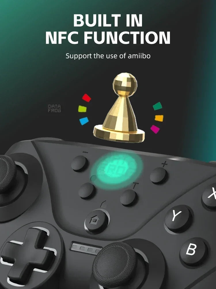 DATA FROG Wireless Bluetooth Game Handle NFC Turbo Adjustable Vibration Gaming Joystick For Switch Handheld Console