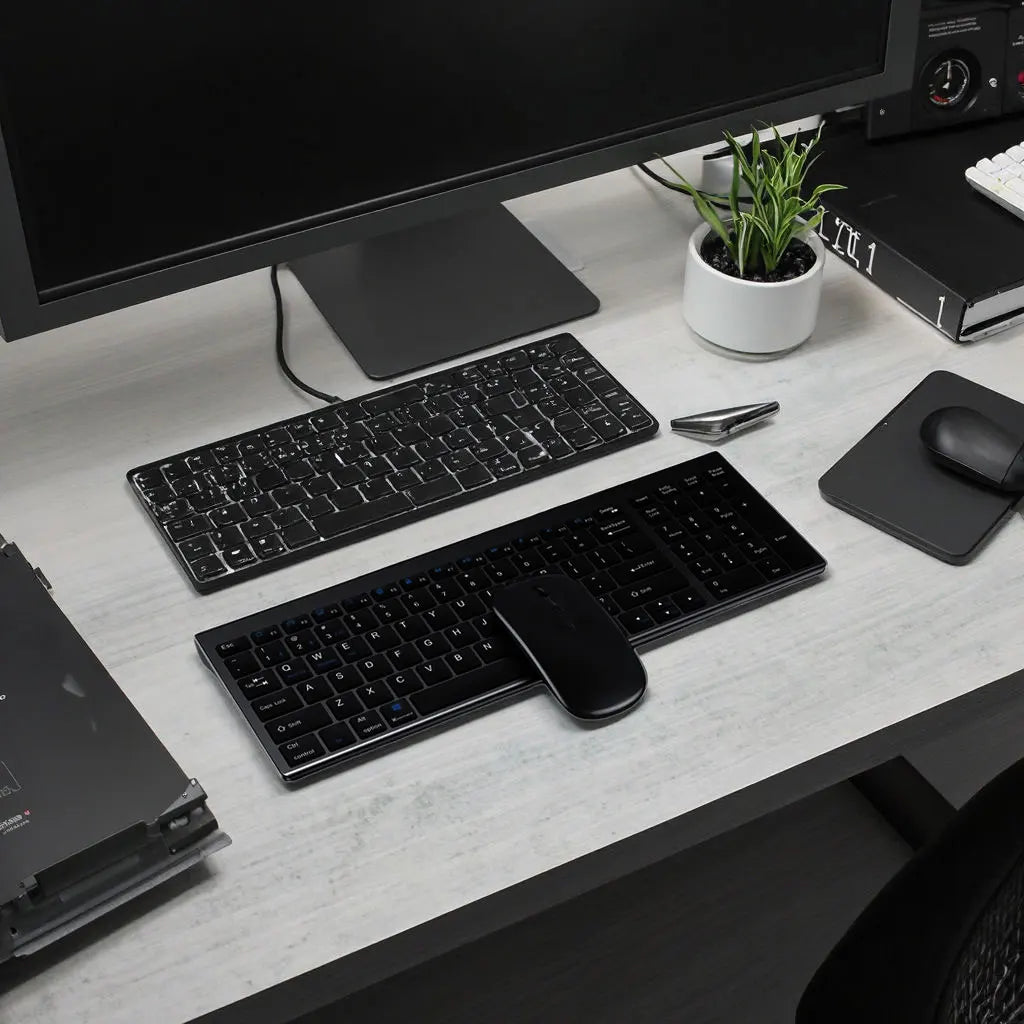 T.F.SKYWINDINTL™ Ultra-Slim Business Wireless Keyboard & Mouse Set – 2.4GHz, Rechargeable, Waterproof, USB, Office & PC Laptops, Type-A & Type-B | FlipStylez LLC®