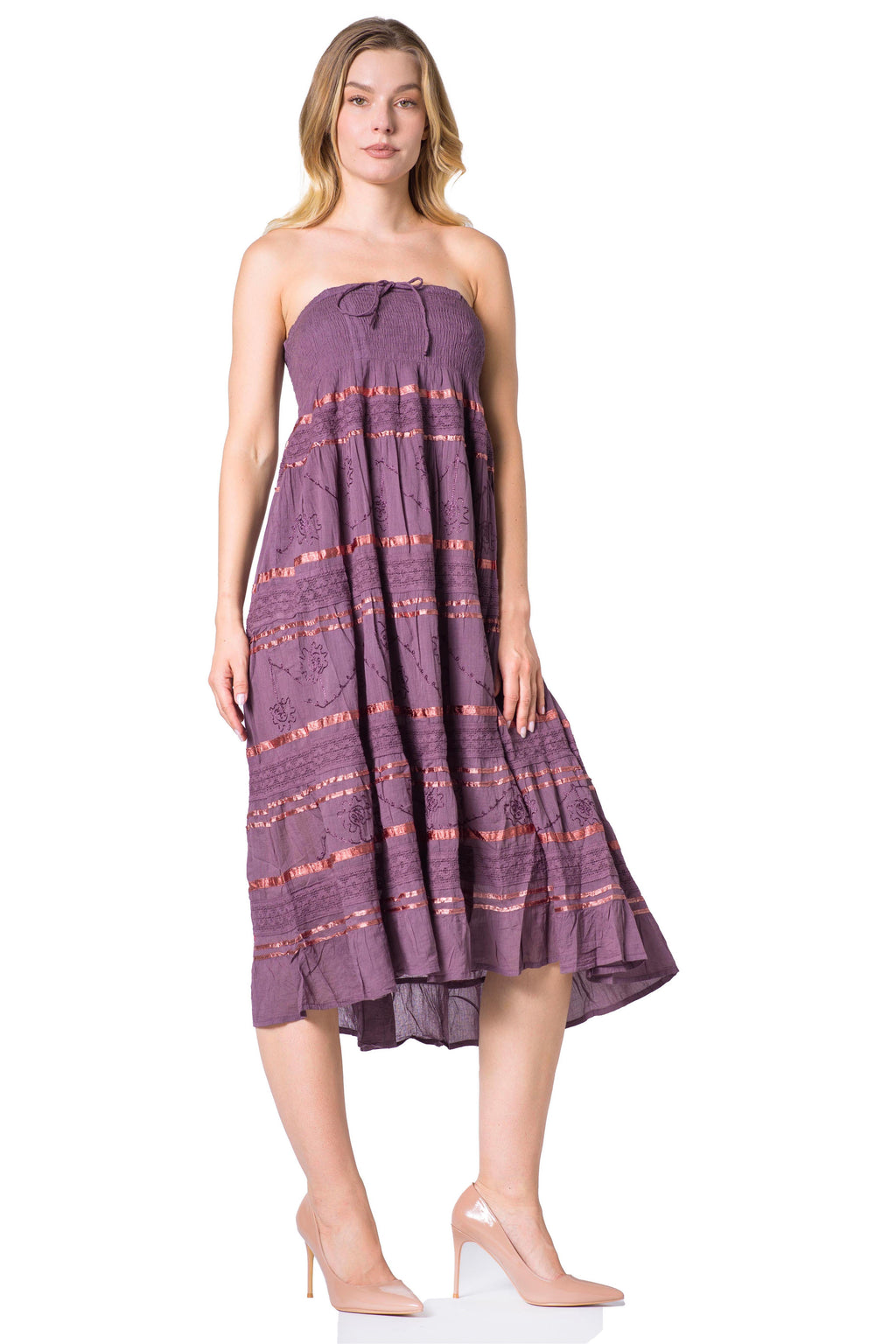 Sakkas Lace and Ribbon Peasant Boho Skirt