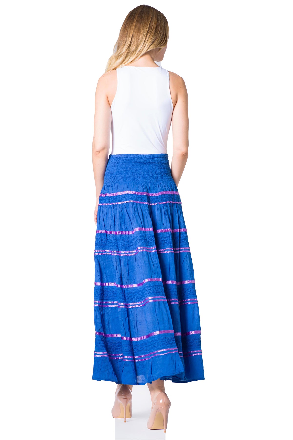 Sakkas Lace and Ribbon Peasant Boho Skirt