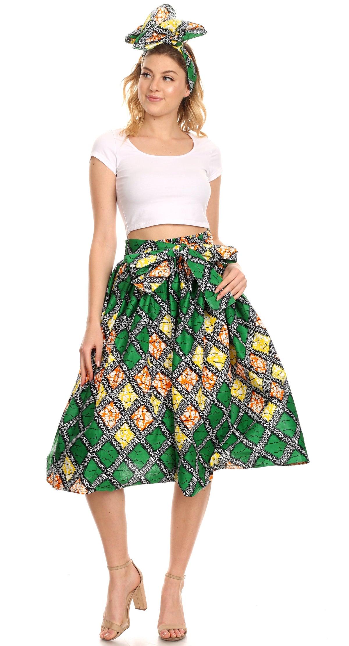 Sakkas African Dutch Ankara Wax Print Full Circle Skirt