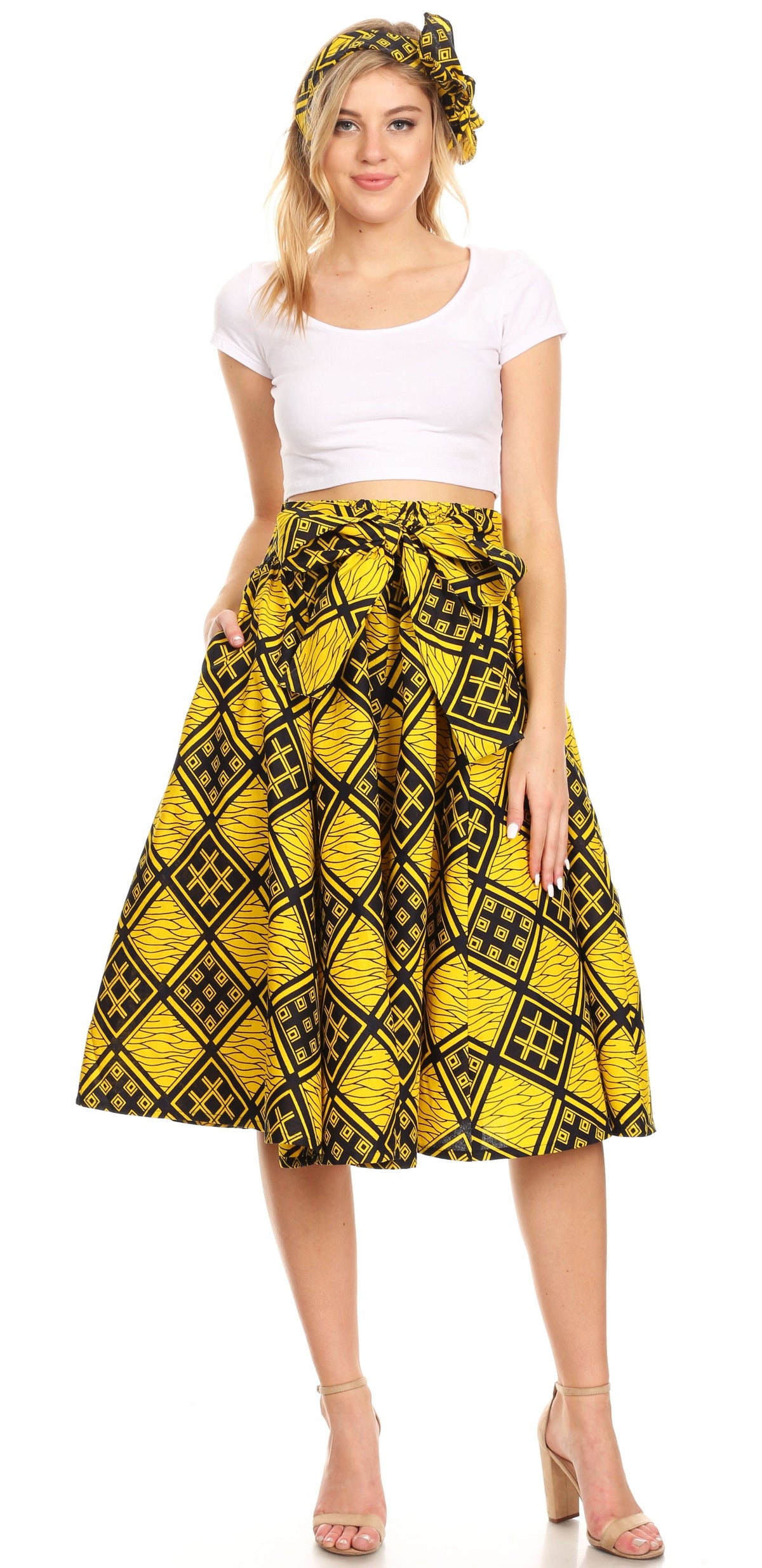 Sakkas African Dutch Ankara Wax Print Full Circle Skirt