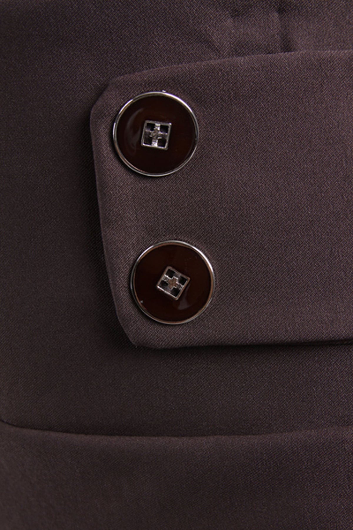 High Waist Stretch Pencil Skirt with Button Detail
