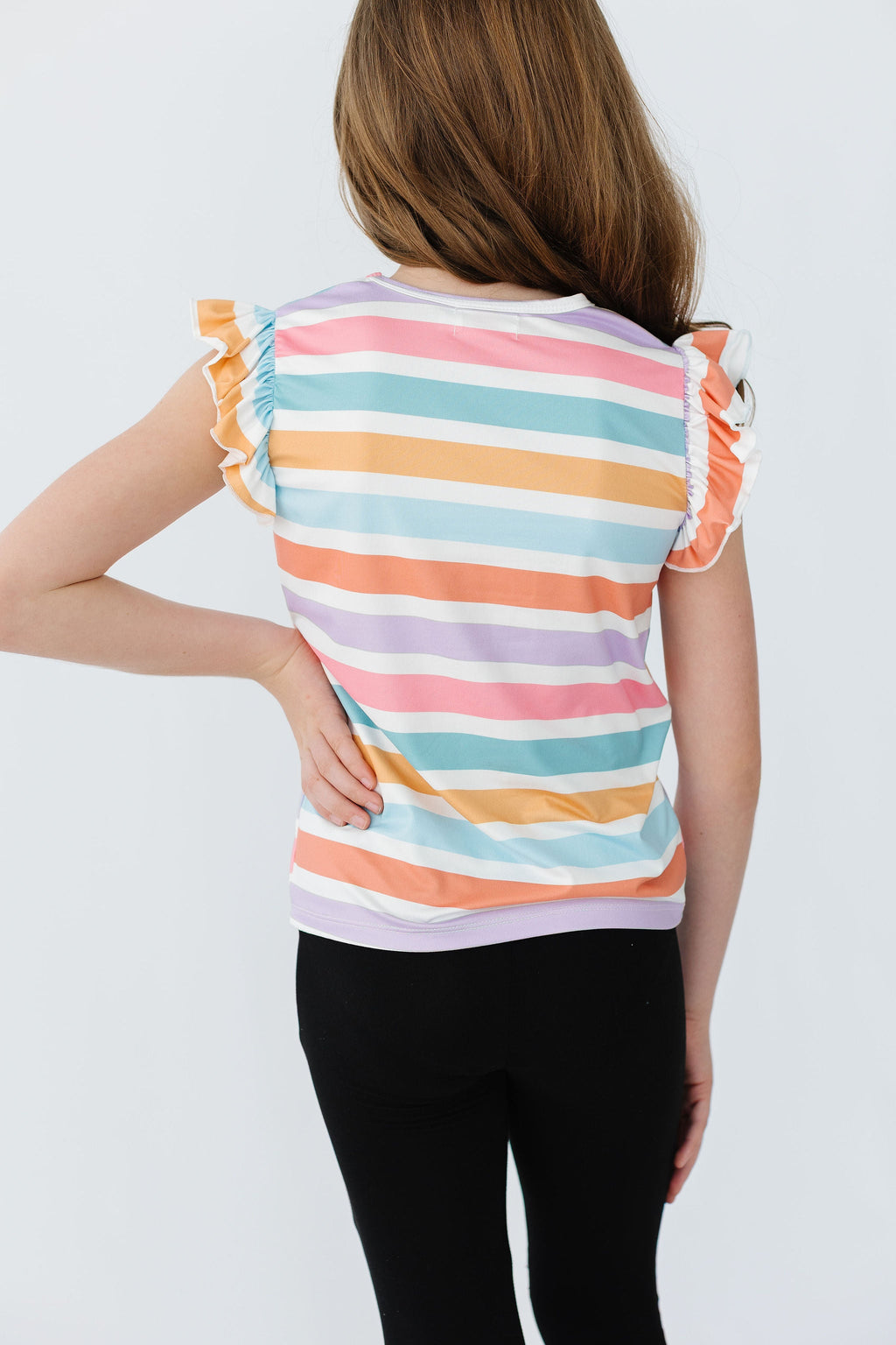 Spring Stripes S/S Ruffle Tee