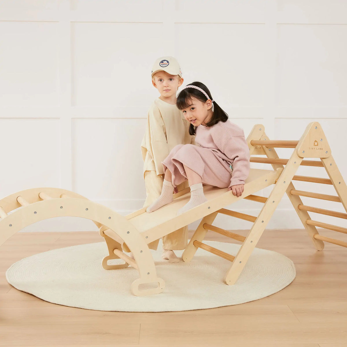 Tiny Land® Pikler Triangle 7-in-1 Montessori Climbing Set