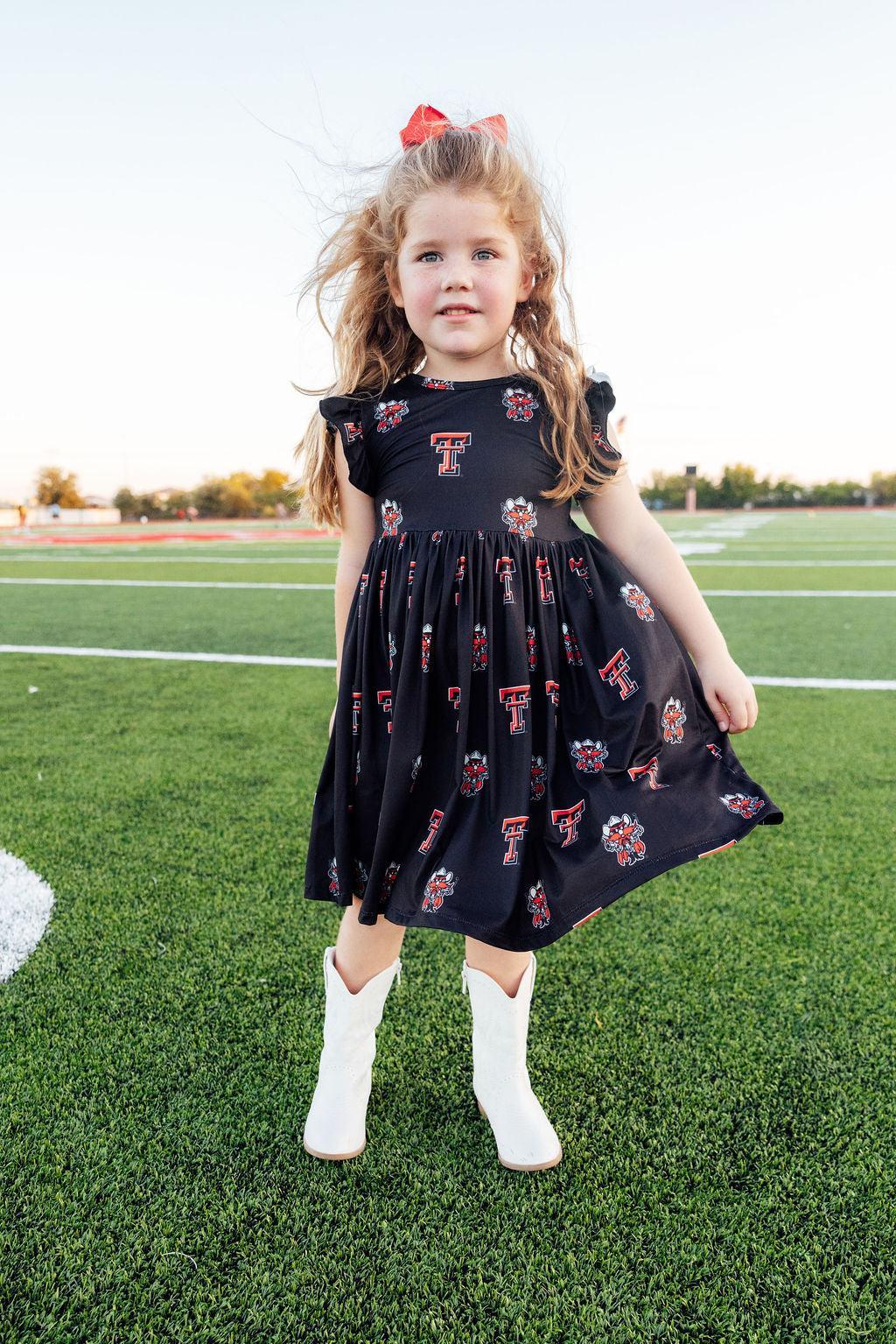 Texas Tech Black Raider Red Flutter Twirl Dress