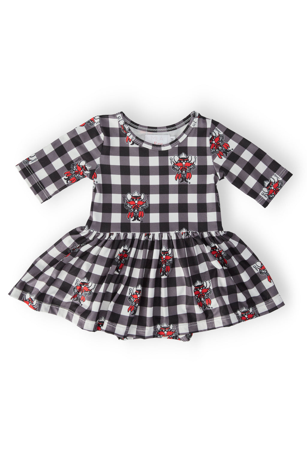Texas Tech Plaid Raider Red 3/4 Sleeve Twirl Bodysuit