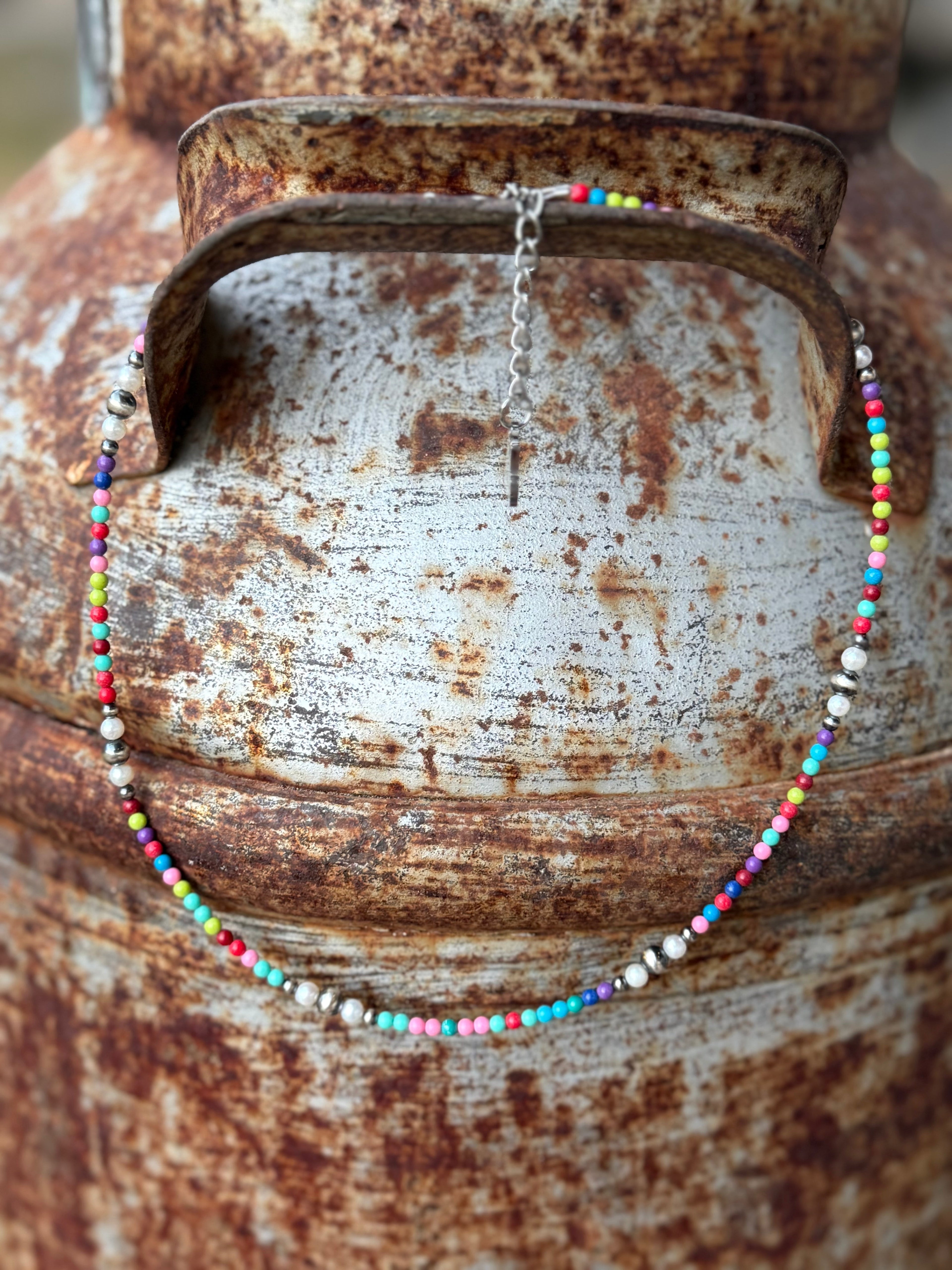 Sterling Silver Prism And Pearl Necklace