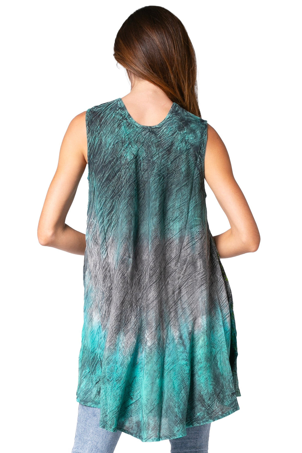 Sakkas Isabela Womens Everyday Summer Sleeveless Tank Top Tie-dye & Block Print