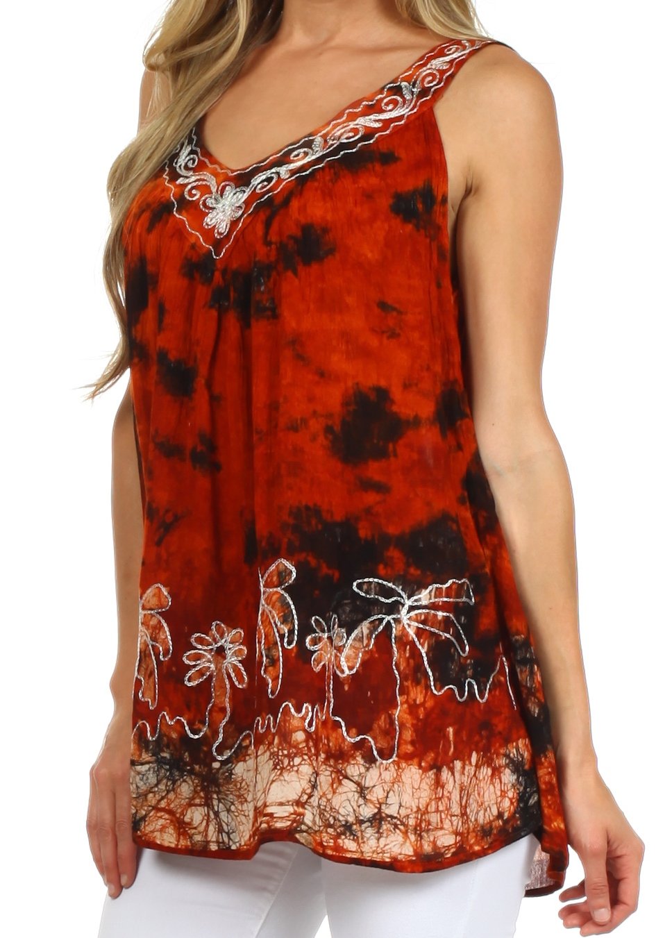 Sakkas Palmetto Batik Sleeveless Blouse