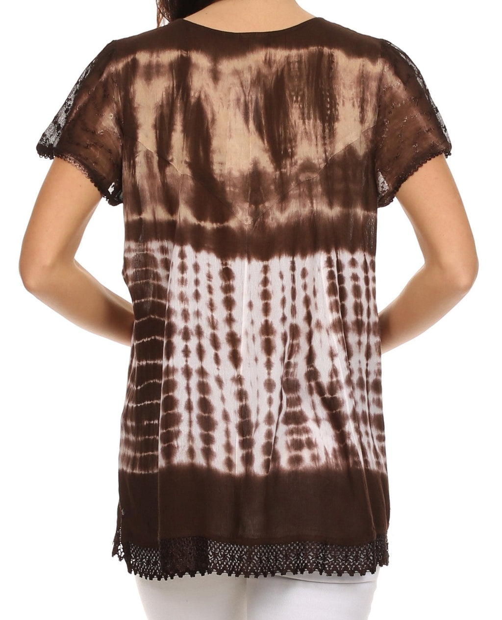 Sakkas Violet Embroidery Tie Dye Sequin Accents Blouse / Top