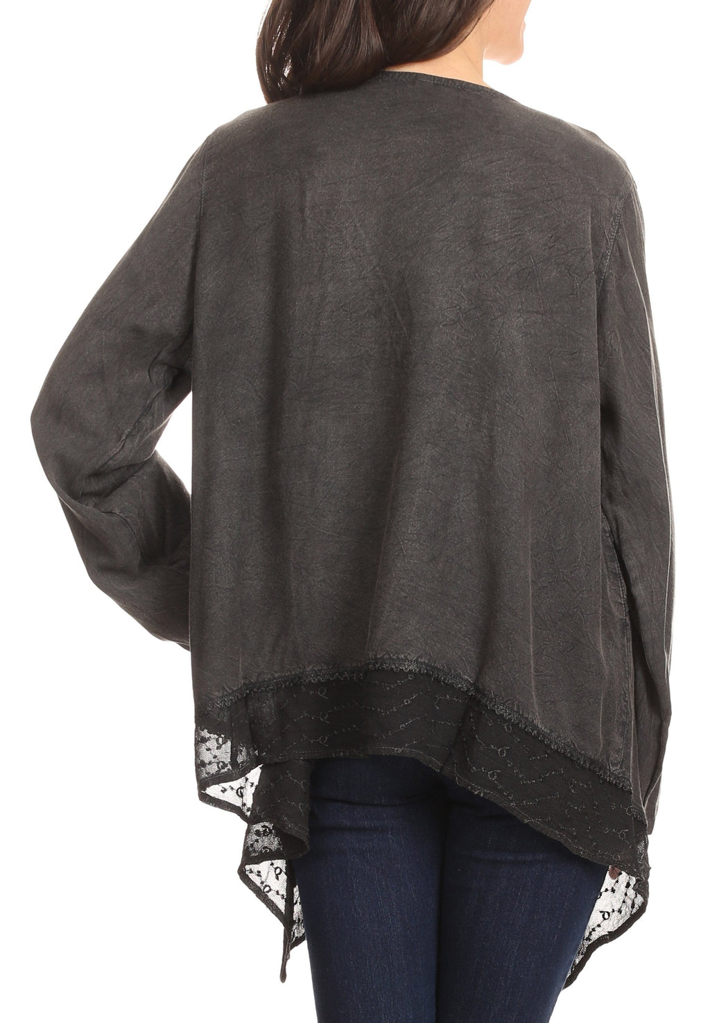 Sakkas Isenia Cardigan Open Front Kimono Long Sleeve Embroidered Top Blouse Lace