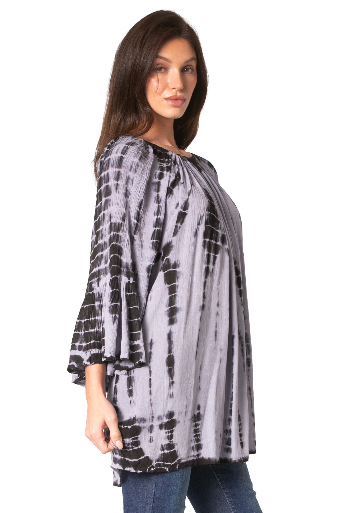 Sakkas Anna Casual Flowy Wide Neck 3/4 Sleeve Light Summer Boho Blouse Top