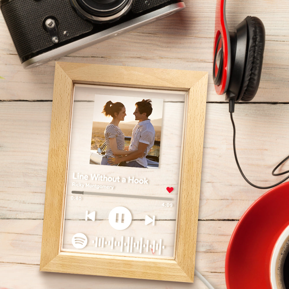 🎵💡Custom Spotify Code Music Art Picture Frame Night Light – Scan to Play Your Song!🎵💡