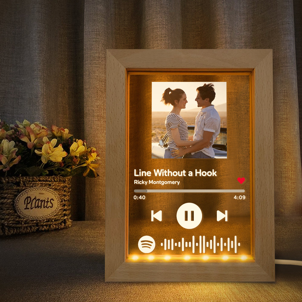 🎵💡Custom Spotify Code Music Art Picture Frame Night Light – Scan to Play Your Song!🎵💡