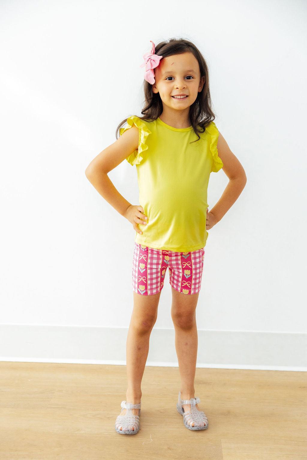 Yellow S/S Ruffle Tee