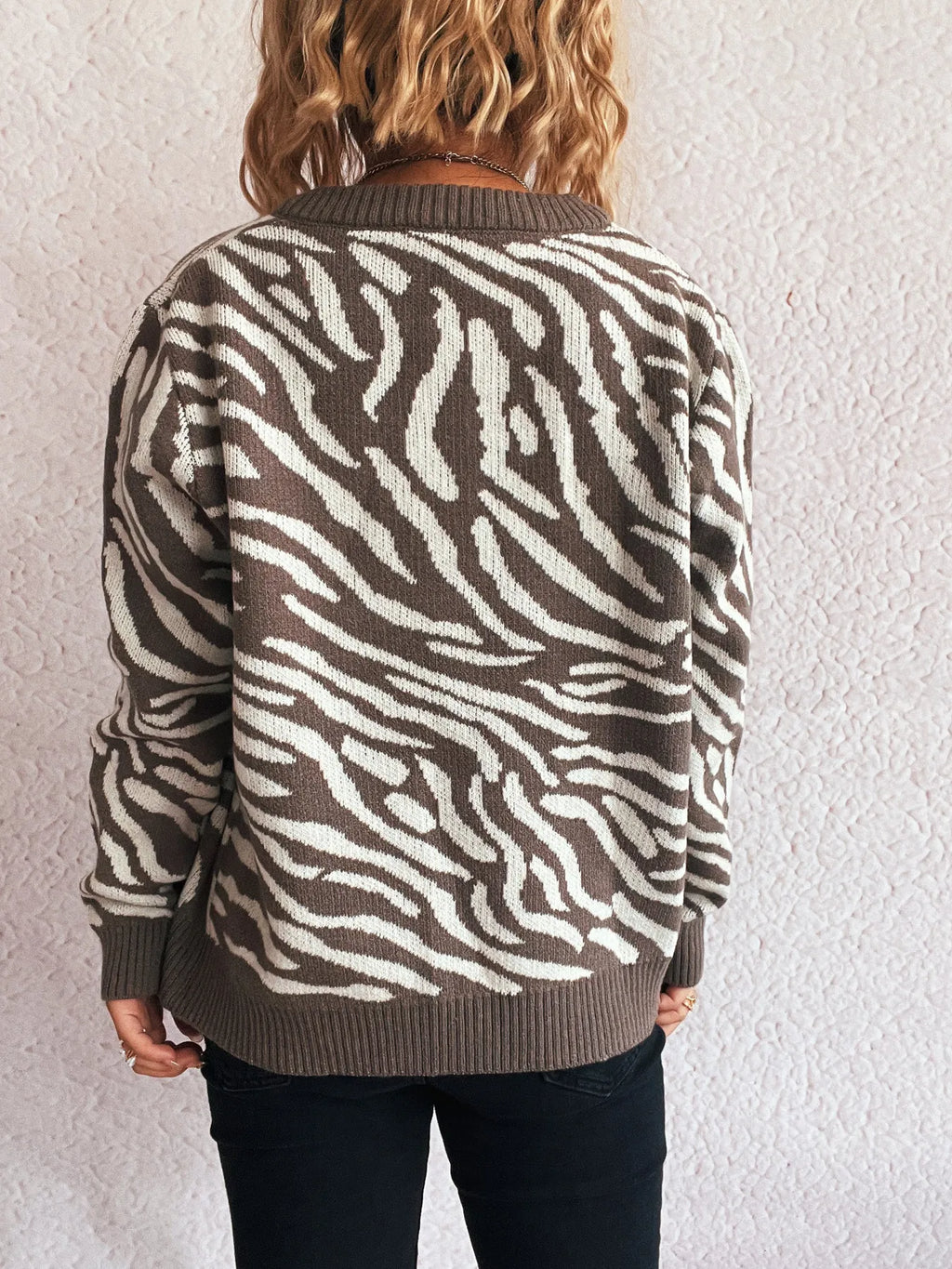 Zebra Print Zip Up Cardigan