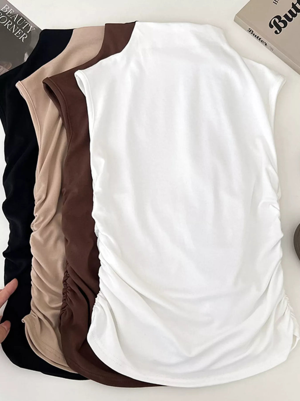 Ruched Mock Neck Tank