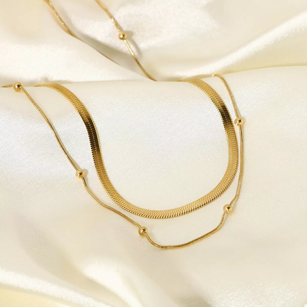 2 Piece 18K Gold-Plated Chain Necklace