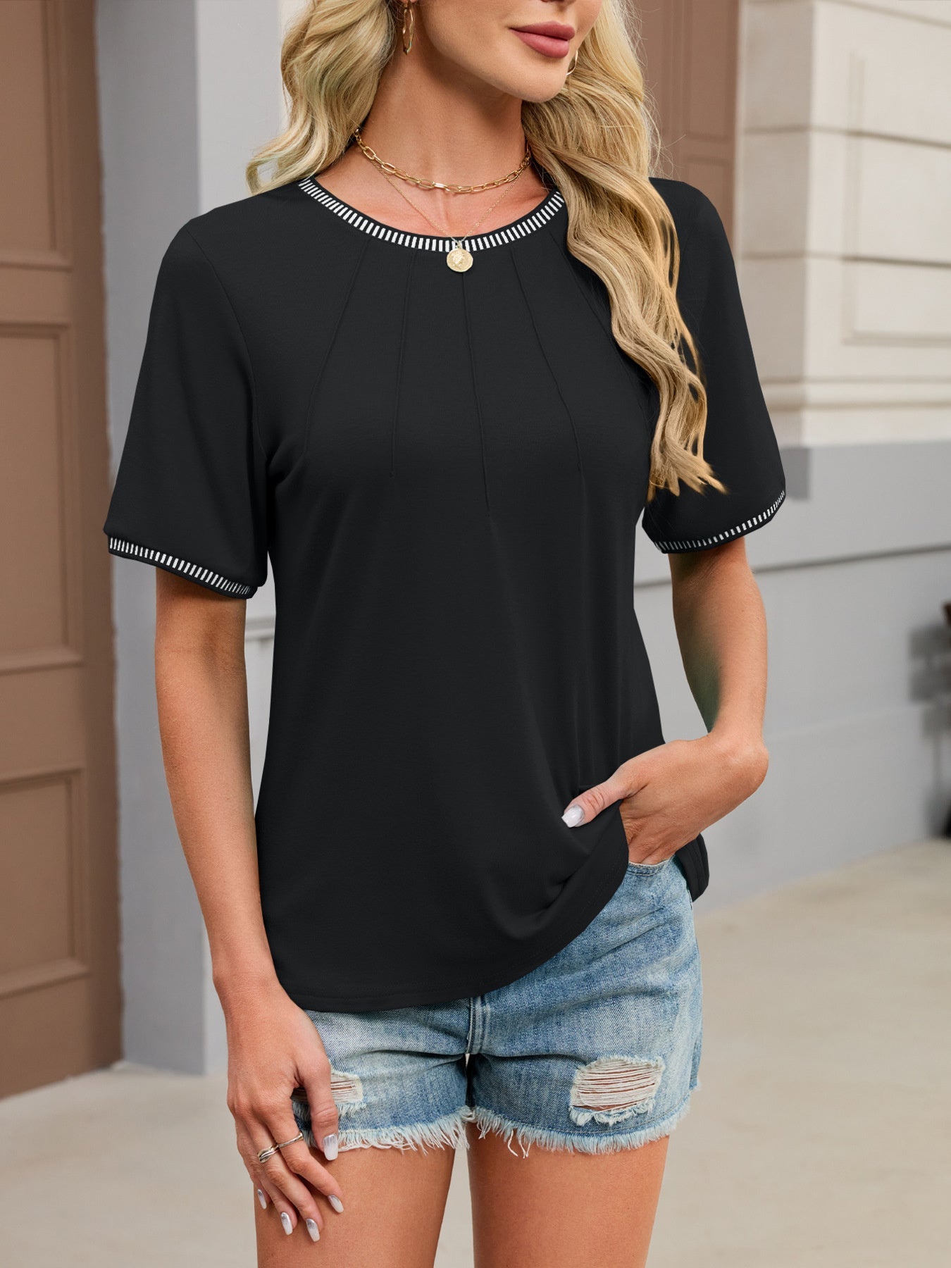 Contrast Trim Short Sleeve T-Shirt – Bright Tones