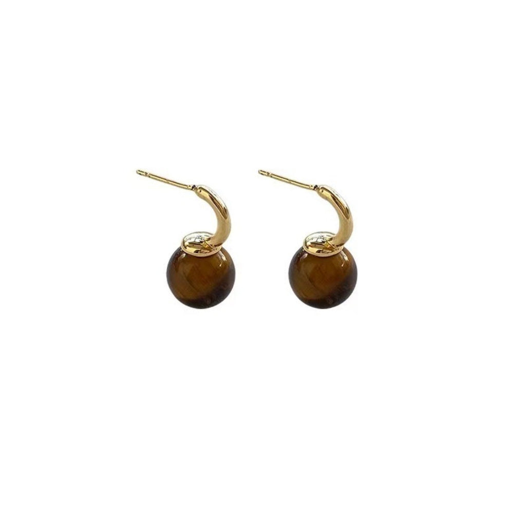 Tiger Eye Ball Drop Earrings