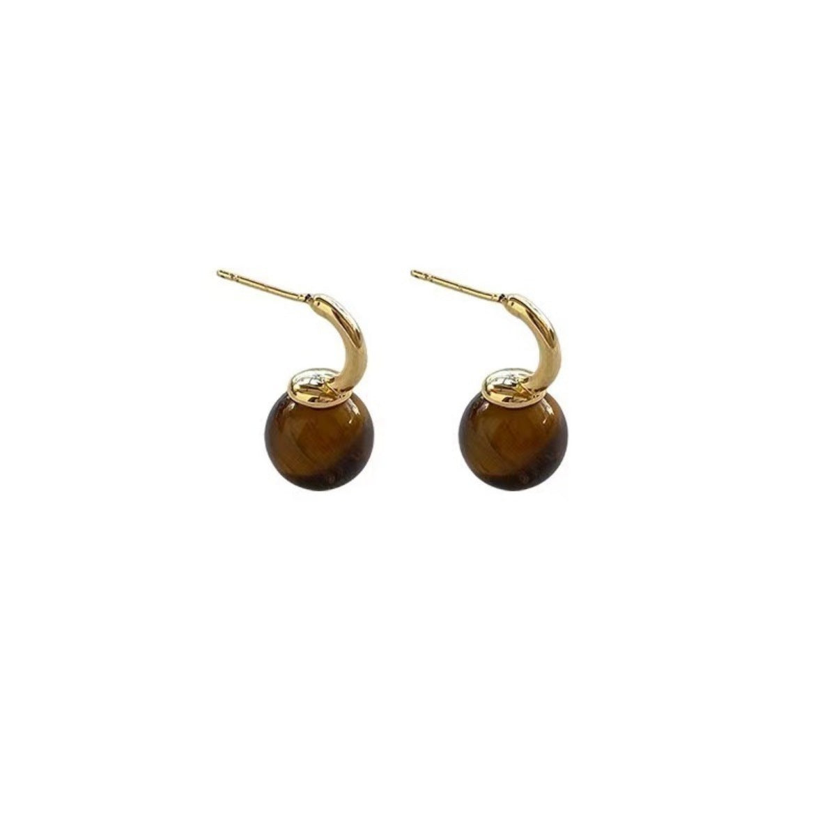 Tiger Eye Ball Drop Earrings
