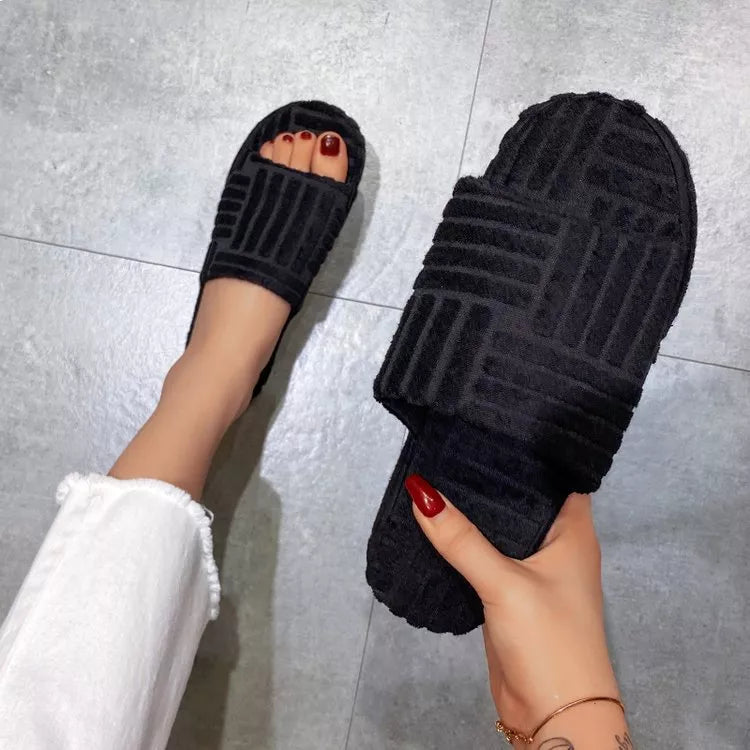 Open-Toe Platform Slippers