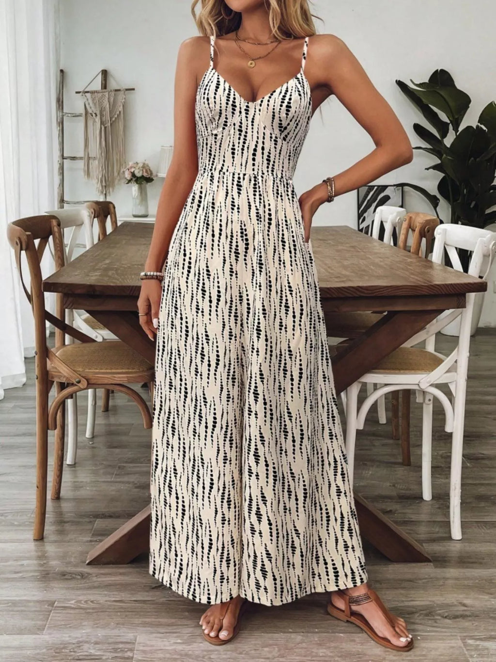Spaghetti Strap Wide Leg Jumpsuit