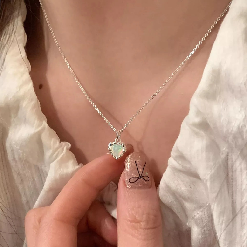 925 Sterling Silver Zircon Heart Necklace