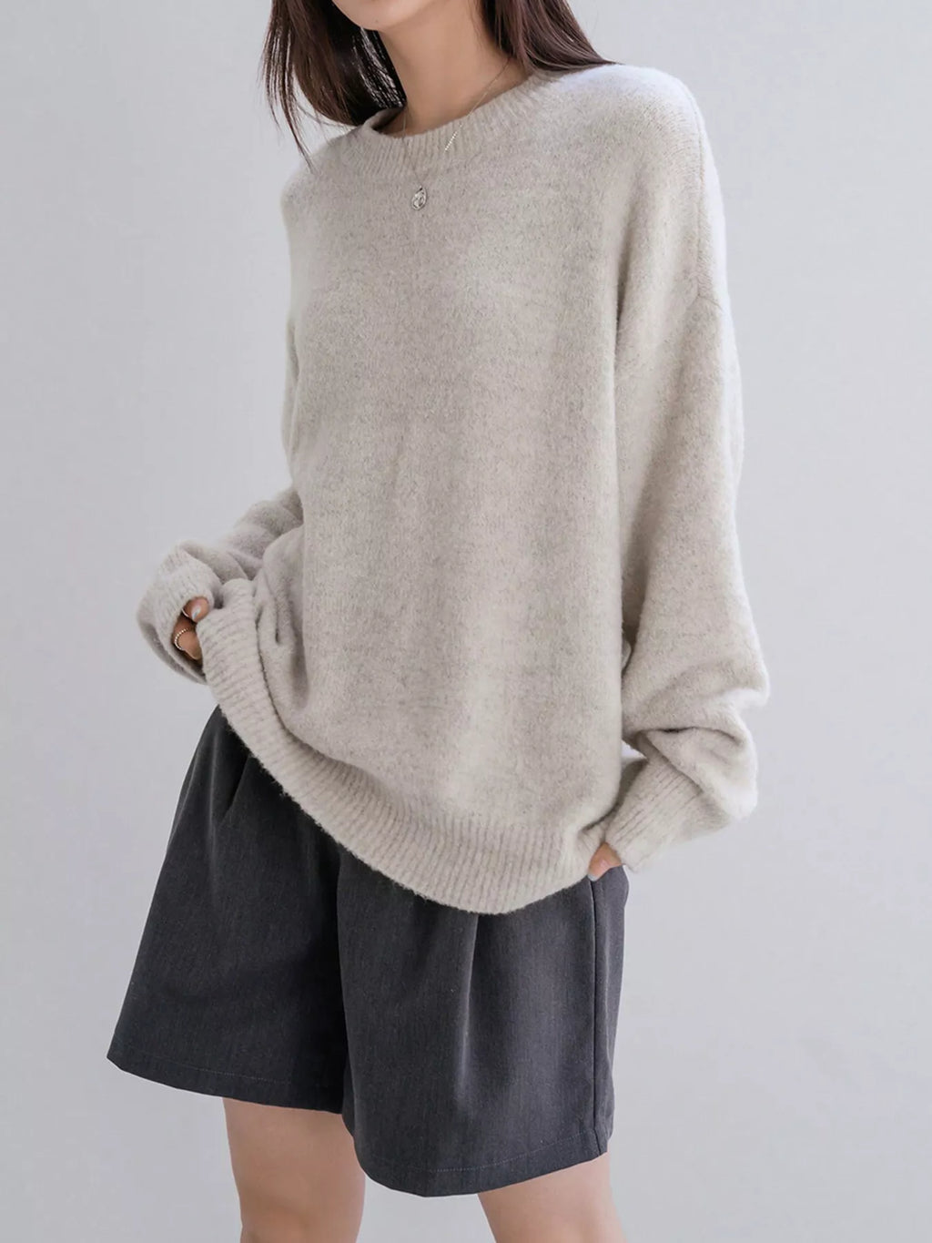 Full Size Cozy Knit Round Neck Oversized Sweater Plus Size