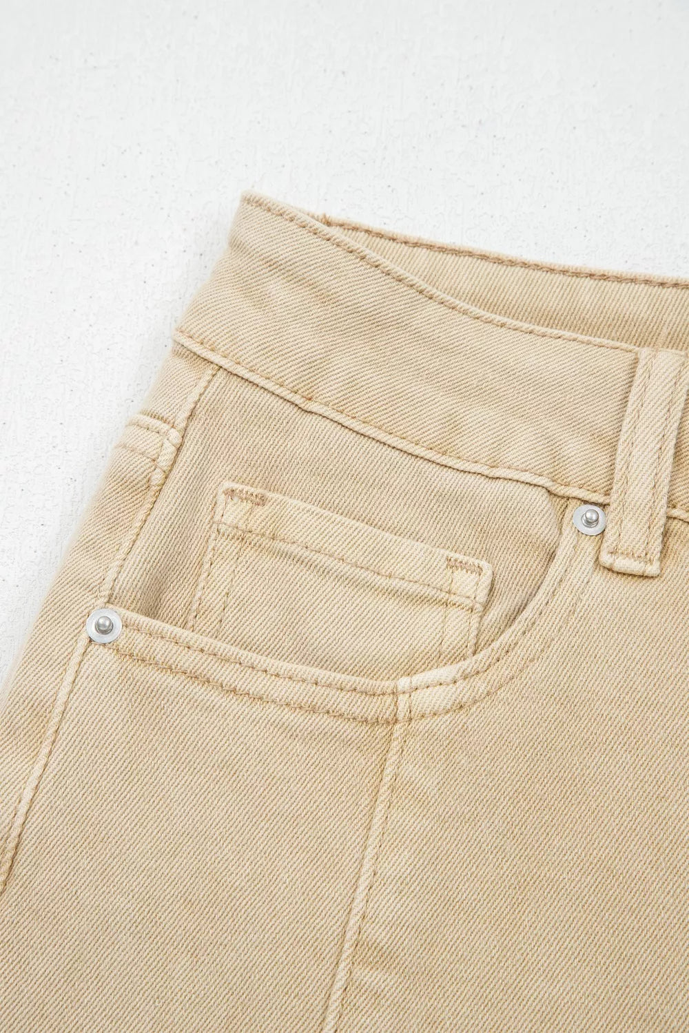 Solid Color Seamed Center Wide Leg Cropped Jeans