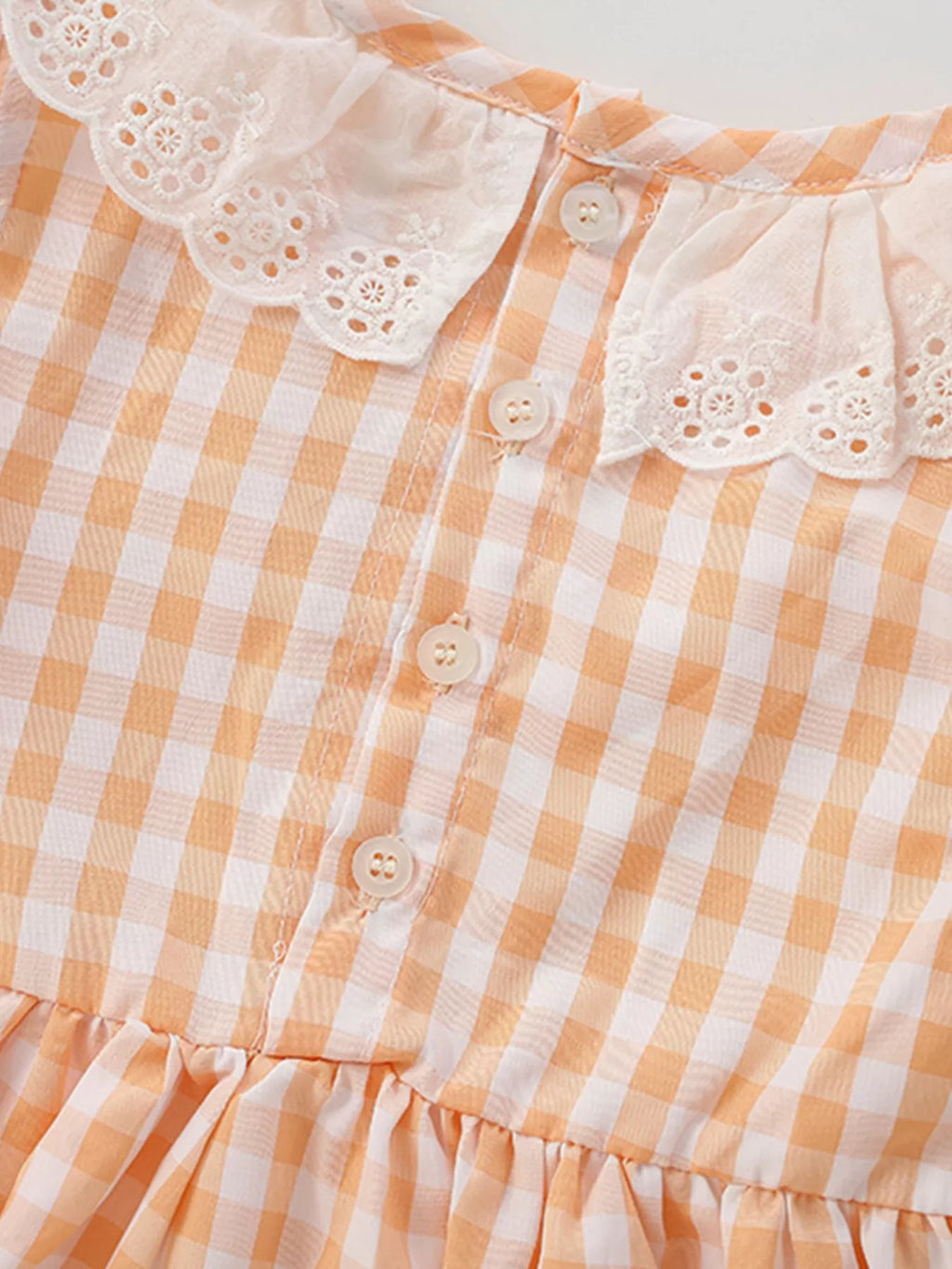 Children's Gingham Ruffle Collar Sleeveless Dress