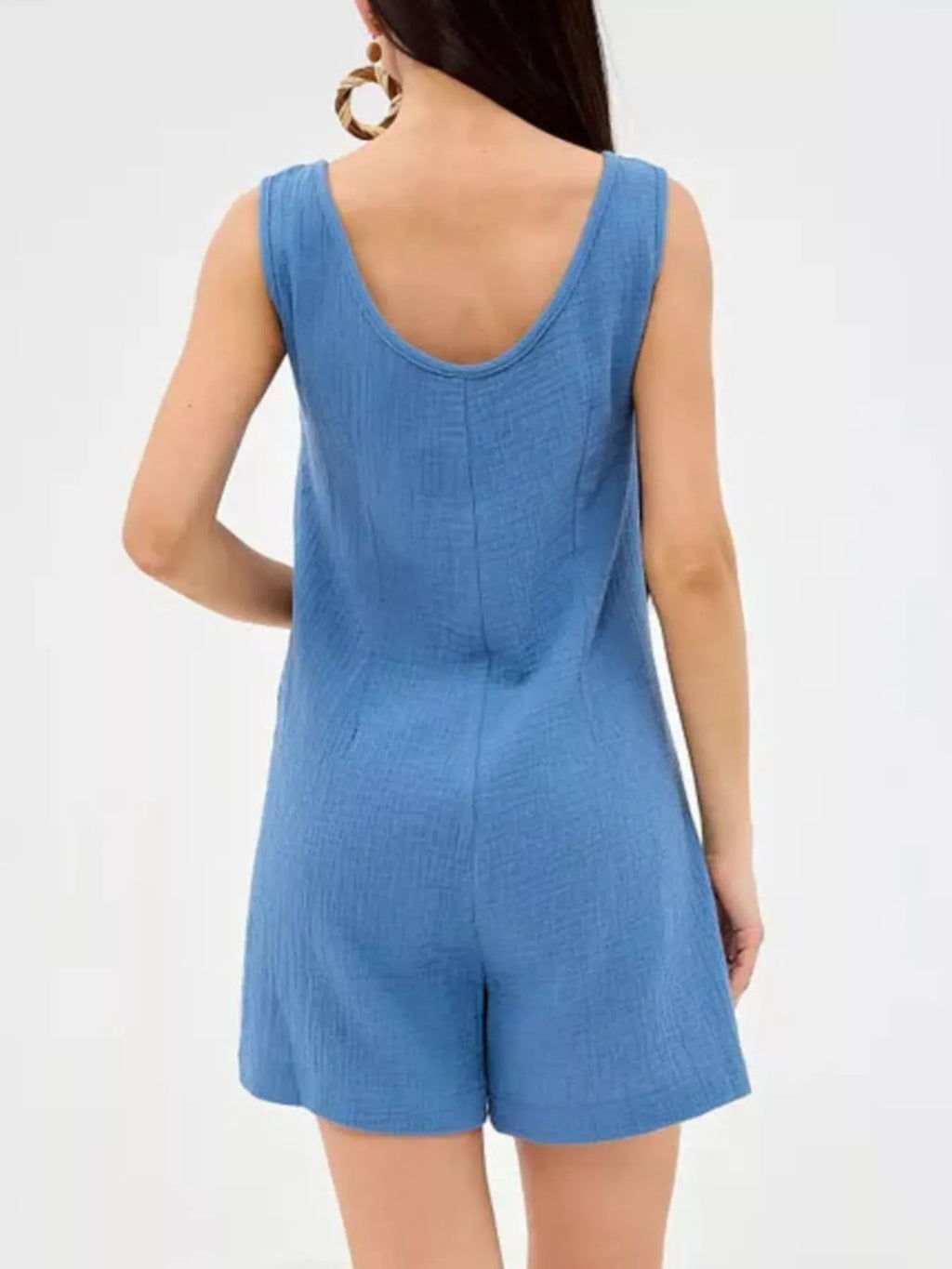 Casual Button-Down Sleeveless Romper